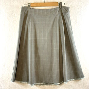 VTG Old‎ Navy Plaid Skirt Sz 8 Gray Light Academia Coquette Soft Girl Lace Trim